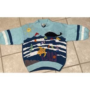 Vintage Mar Y Sol Sweater- Hand Knit In Peru - Ocean Theme - Mrs Frizzle Sweater
